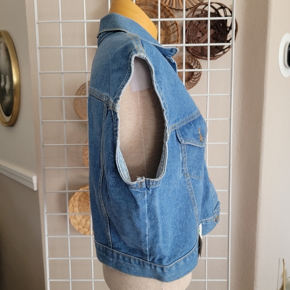 Gazoz 80s Vintage Crop Denim Vest Sz L - Picture 2 of 7
